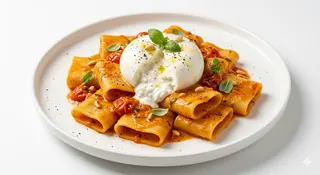 Paccheri en Crema de Pomodorini