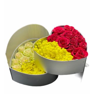 2 in uno Box/Scatola Cuori  piccolo Rose Miste E Mimosa