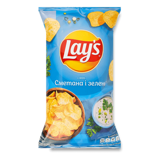 Чипси Lay's картопляні зі смаком сметани та зелені (120г)