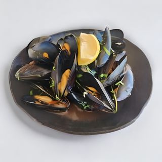 Черни миди с масло, девисил и чесън (600г)