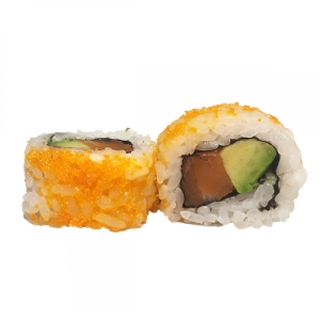 118. Uramaki california salmón tobiko