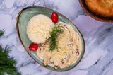 Говядина с грибами и рисом