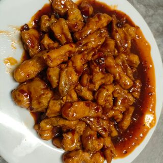 97. Паниран патладжан със сладко-кисел лютив сос (600г)