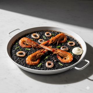 Arroz De Negro Sepia Y Gambón (Para 2 Personas)