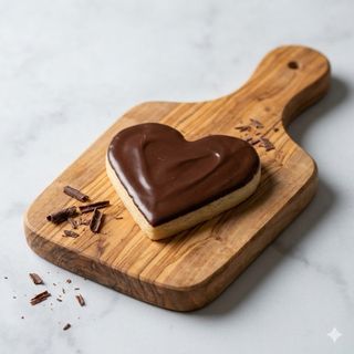 Biscotto a forma di cuore glassato con il cioccolato