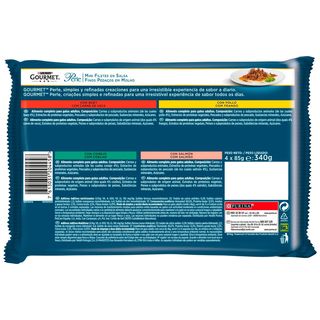 Alimento Para Gatos Gourmet Parle Finas Láminas En Salsa De Buey Bolsa 4X85 Gr