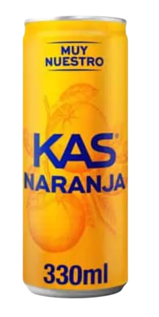KAS Naranja Zero Refresco con gas sabor Naranja sin Azúcar Lata 330ml