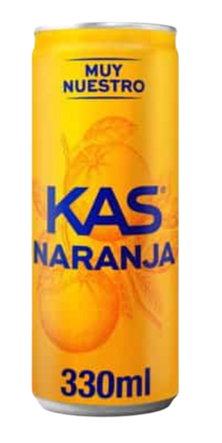 KAS Naranja Zero Refresco con gas sabor Naranja sin Azúcar Lata 330ml