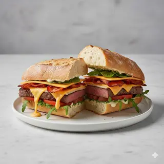 Bocata De Ternera Con Bacon Y Queso
