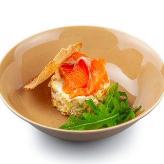 Салат " Оливье с лососем" + халапеньо 