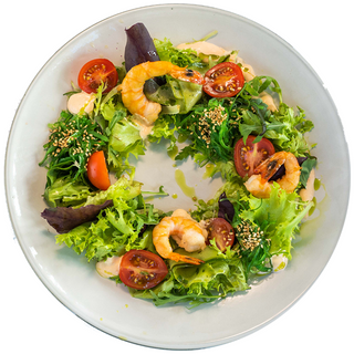 Боул Хіяши з тигровою креветкою та лимонним дрейсінгом