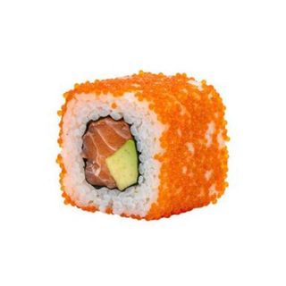 Uramaki de salmón con aguacate y tobiko (8 piezas)