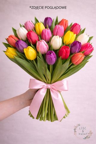 Bukiet z Kolorowych Tulipanów (11-100 tulipanów)