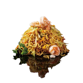 126. Yaki ramen con gamberi e verdure