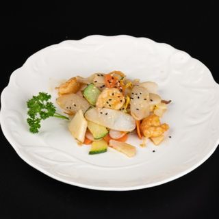 172. Gnocchi di riso con gamberi e verdure