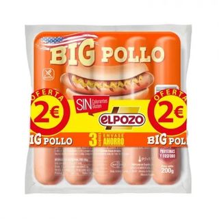 Salchichas Big Pollo el Pozo Pack de 3 Unidades de 200 Gr.
