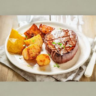 Стейк из баранины с запеченным картофелем