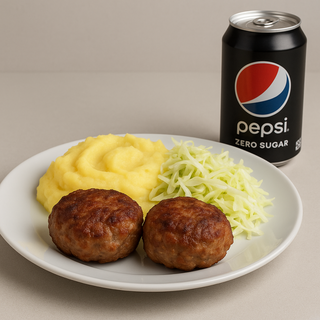 Combo Chiftele de porc +garnitura la alegere+Pepsi250ml
