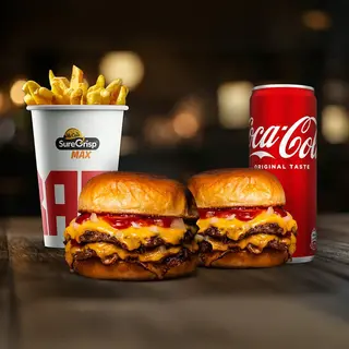 XL 2 x Original Cheese Double + 1 x pomfrit + 1 x Coca Cola 0,33l
