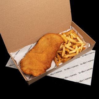 Escalope de ternera con patatas fritas