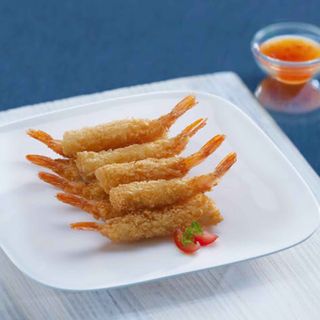 Creveți pane serviti cu sos de usturoi si lamaie hey