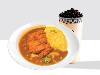 Curry Chicken Cuttlet Omelette Rice & Milk tea/Boba/Matcha