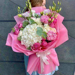 Букет з гортензіі та троянди 