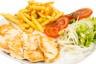 Pechuga a la Plancha, Huevo, Ensalada, Patatas