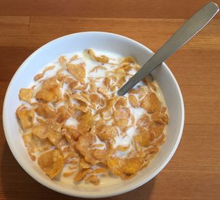 Mix Fruit Corn Flakes with Milk