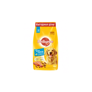 Сухой корм PEDIGREE® для взрослых собак крупных пород больше 25 кг, с говядиной, 13кг  4607065002589