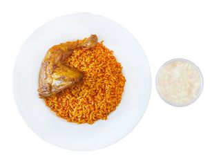 Jollof rice + Chicken + Coleslaw
