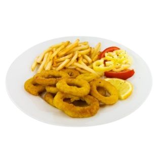Plato De Calamares Rebozados Con Patatas