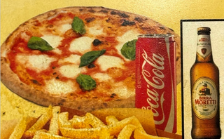 Menu pizza Margherita birra Moretti