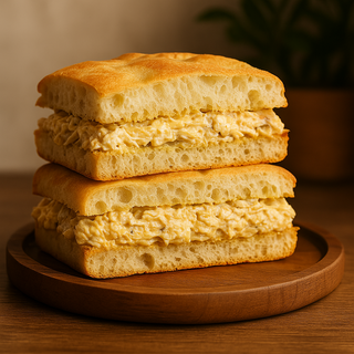 Pollo desmenuzado, mayonesa ,  rúcula