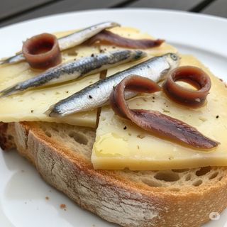 Tostada Queso Curado Con Anchoas