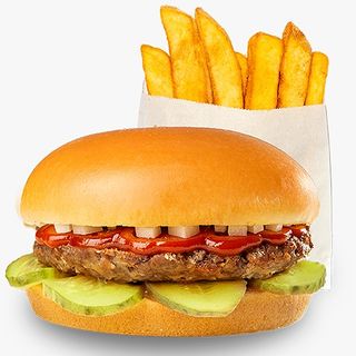 Hamburger + cartofi prajiti
