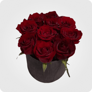 10 წითელი ვარდი ყუთში