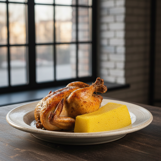 Pui la ceaun coquelet cu mămăliguţă