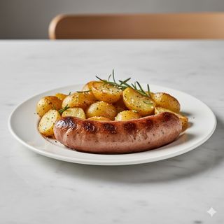 Salsiccia di vitello con contorno di patate al forno