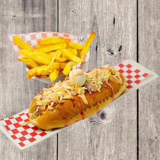 Menú perro (+ patatas fritas y bebida