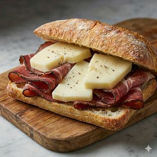 Panino con speck di Trentino affumicatura naturale e provolone dolce