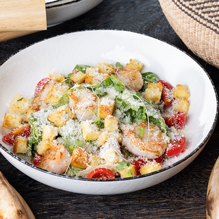 სალათი ცეზარი კრევეტებით