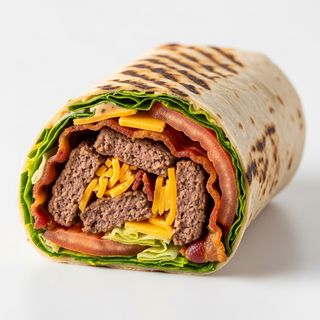 Wrap smash, lattuga, pomodoro, cheddar stagionato e bacon