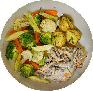 Пилешко филе на скара с гъби (410г )