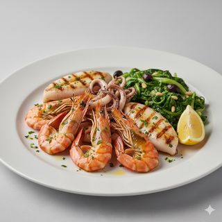 Grigliata di gamberi e calamari