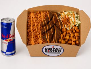 Jollof Rice Bowl + red bull