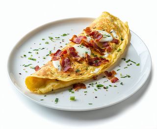 Omleta pufoasa cu bacon si mozzarella