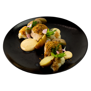 Pieczony sum z kruszonką