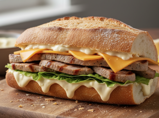 Bocadillo de lomo con queso y alioli