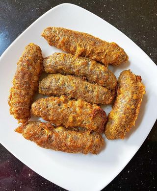 Skewed Kebab mayonnaise salad